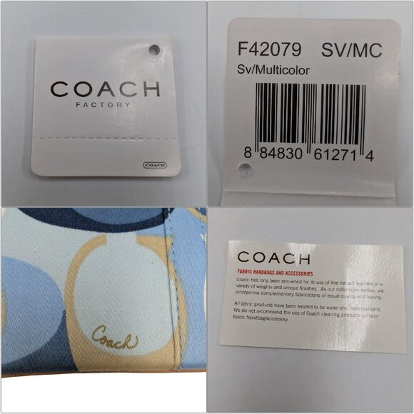 COACH Signature Scarf Print Large Wristlet Multicolor Canvas Wallet Clutch Bag - Picture 4 of 12